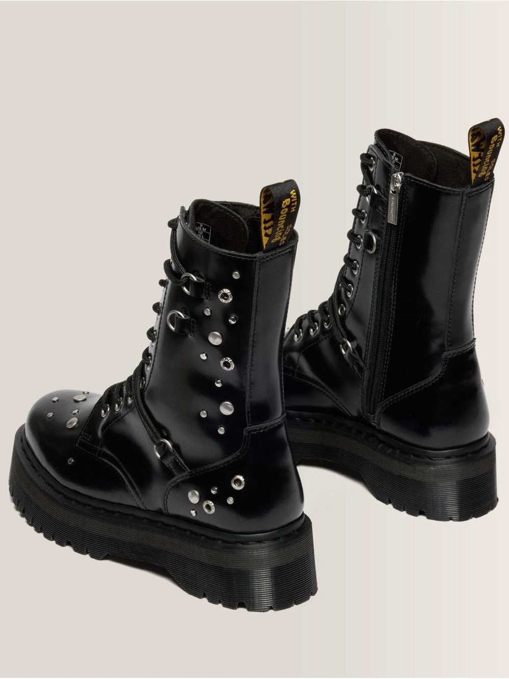 Dr. Martens JADON HI STUDDED BUTTERO LEATHER PLATFORM BOOTS - Picture 6 of 12